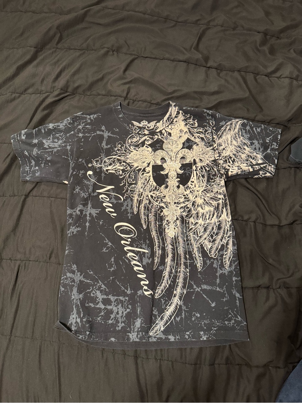 New Orleans Graphic Short Sleeve Tee - Black with Ivory Print